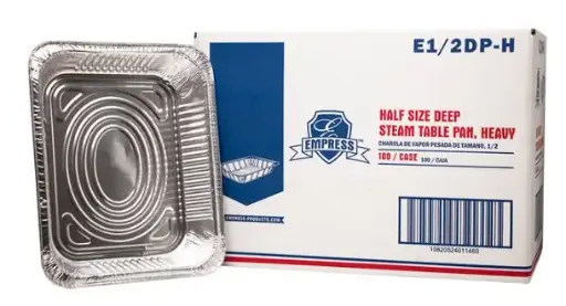 [E1/2DP-H] Empress 1/2 Size Aluminum Steam Table Pans E1/2DP-H 12.8x10.4x2.48 (100/Cs)